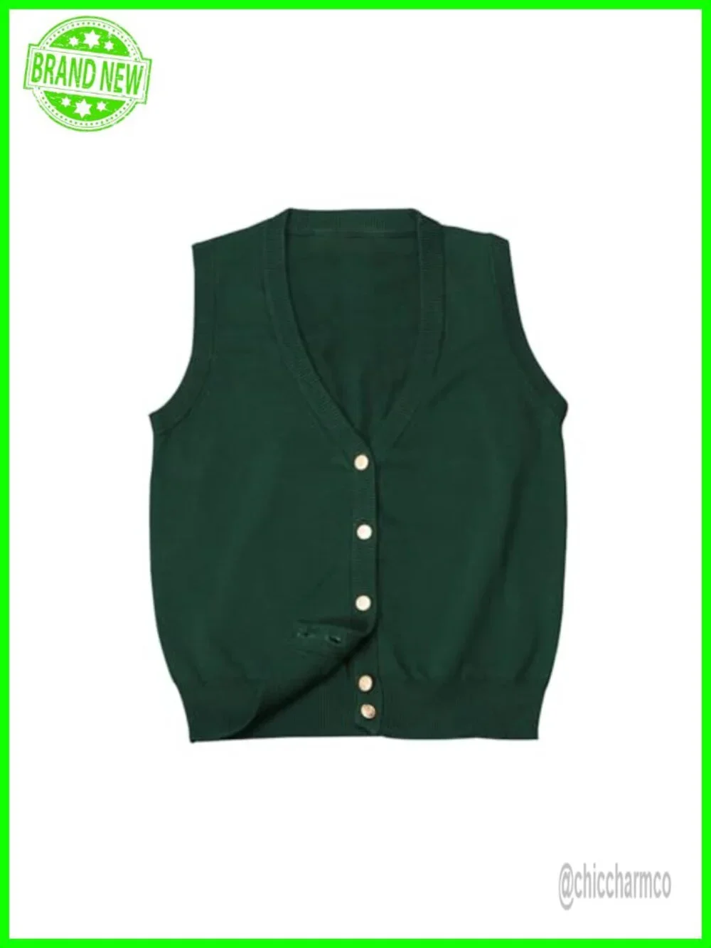 Sleeveless V Neck Button Down Cardigan Vest in 100% Cotton Lightweight Knit